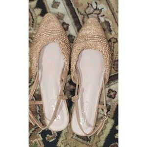Natural Raffia Straw Woven Sling Back Flats Sz 8 by Comfort Est. 1946 Ginger NEW